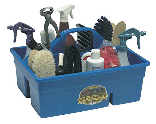 Little Giant® Plastic DuraTote | Horse Grooming DuraTote | Durable Tote Box Organizer with Easy Grip Handle | Extra Thick Sidewalls | Blue - color: Blue