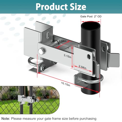 Chain Link Fence Double Gate Latch for 2" Gate Frame Residential Strong Arm Chain Link Fence Gate Latch Double Gate Latches for Metal Gates Swing Gates - color: Silver for 2" Gate Frame