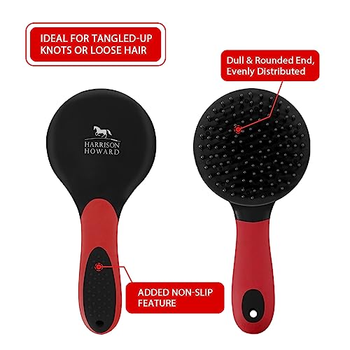 Harrison Howard Horse Mane and Tail Brush Horse Professional Grooming Brush Equestrian Detangler Non-Slip Brush Red - color: Red