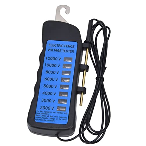 12KV Voltage Tester,Neon Fence Voltage Tester,Electric Fence Tester, 2000 to 12000V 8 Neon Indicator Lights, Fence Tester for Farms