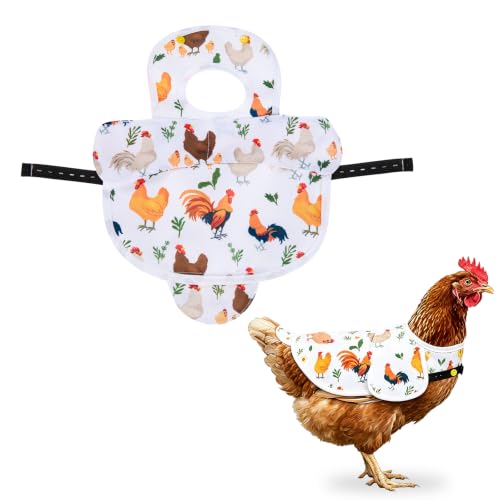 Chicken Saddles for Hens, Chicken Apron Hen Saddle with Adjustable Strap, Extended Shoulder Wing & Tail Coverage Protection Anti-Pecking Poultry Back Protector for Feather Recovery(White) - color: White