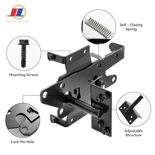 Self-Locking Gate Latch, Gravity Fence Latch, 1 Pack | Self-locking gravity gate latch for wood, metal and vinyl gates; weather-resistant automatic outdoor fence hardware, 1 pack. - size: Vinyl Fence