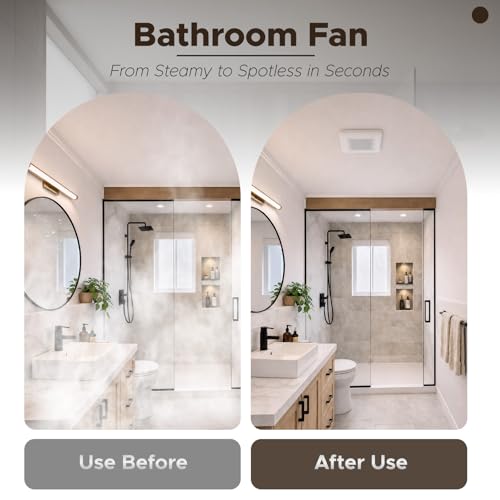 AUPU Bathroom Exhaust Fan with 3CCT LED Light&Humidity Sensor,HVI&Energy Star Bathroom Fan, 50-80-110 CFM Household Extractor Fan,Retractable Bracket Ventilation Fan,4''Duct,Ceiling Mounted,0.8 Sone - size: 3 CCT Light