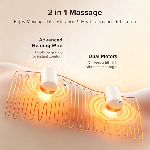 Weighted Heating Pad with Massaging Vibrations, FSA Vibrating Heating Pad | FSA Eligible HSA,12" x 24" XL Heating Pad, 6 Heat Settings & 4 Massage Modes, Heating Pad with Massager for Back & Shoulders - color: Light Black, size: X-Large 12" x 24"