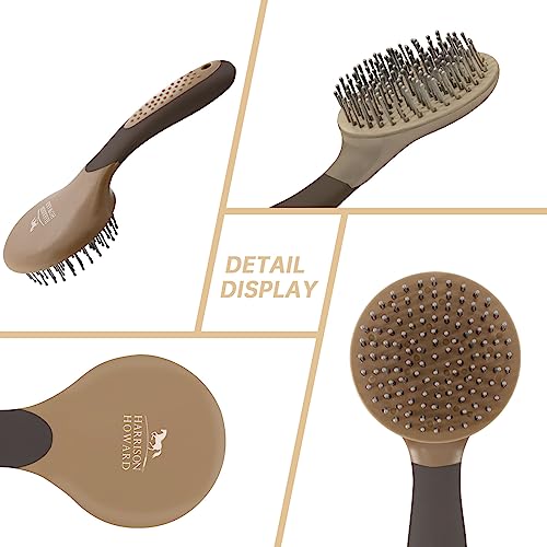 Harrison Howard Horse Mane and Tail Brush - Professional Grooming Brush, Equestrian Detangler, Non-Slip, Dark Brown - color: Dark Brown