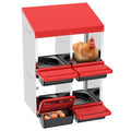 ZenxyHoC Two-Tier Chicken Nesting Box Red 4 Compartments | Metal Egg Laying Box with Rollout Egg Collection & Swing Perch for Backyard Chicken - size: 4 Compartments