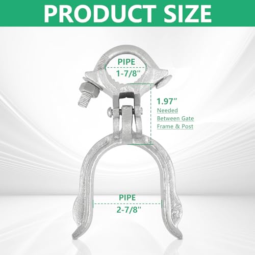 1-7/8" x 2-7/8" Chain Link Fence Gate Fork Latch | Commercial Heavy Duty - Malleable - Galvanized Gate Latch with Hole for Padlock (1-7/8" x 2-7/8") - size: 1-7/8" x 2-7/8"