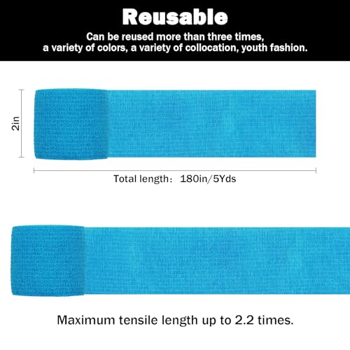 Bandages First Aid Tape Cohesive Bandage First Aid Bandages Cohesive Wrap Adhesive Bandage Self Adherent Cohesive Wrap Bandages Colorful Bandages (Mix6-A, 2-Inch) - color: Mix6-a, size: 2-Inch