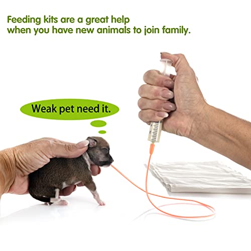 Pet Feeding Supplies Kit-3 Pack Red Rubber Feeding Tube(8Fr, 10Fr, 14Fr) With 3 Pack 10/30/60 Ml Syringes For Lamb,Goat,Sheep,Puppy,Kitten Whelping Feeding Watering