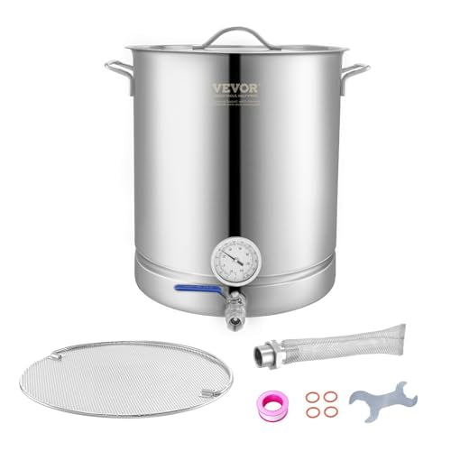 VEVOR Brew Kettle 16 Gal, Brewing Pot Stainless Steel, Brew Kettle Pot for Beer Brewing with Filter&Filter Tray, Tri Ply Bottom for Beer - size: 64 Quarts