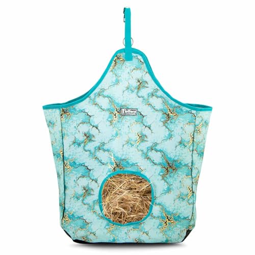 Jeffers Expression Top Loading Hay Bag for Horses & Livestock – Durable 600 Denier Hanging Hay Feeder, Water Resistant with Mesh Bottom, Easy Hanging Snap for Stall, Trailer, Travel - Bisbee Blue - color: Bisbee Blue