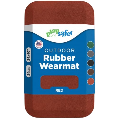 Playsafer Playground Safety Rubber Wearmat for Swingsets and Slides - 1" Thick X 24" W X 40" L (1 Pack, Red) - color: Red, size: 1 Pack (40" L x 24" W x 1" Thick)