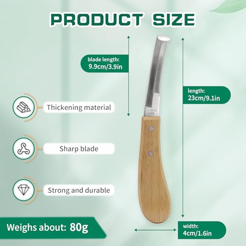 2PCS Stainless Steel Double Edged Hoof Knive with Wooden Handle, Stainless Steel Blade Suitable Hoof Knife for Horses The Toes of Horses, Cows, and Sheep, Repair Knives for Hoof Maintenance