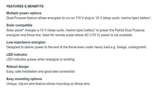 Patriot P30 Dual Purpose Electric Fence Energizer, 3.0 Joule