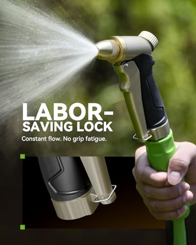 RAINPOINT Garden Hose Nozzle, 100% Heavy Duty Metal Hose Sprayer, High Pressure Water Hose Nozzle with Adjustable Spray Patterns and Flow Control for Watering Plants, Car Washing, Pet Washing, Gold - color: Gold