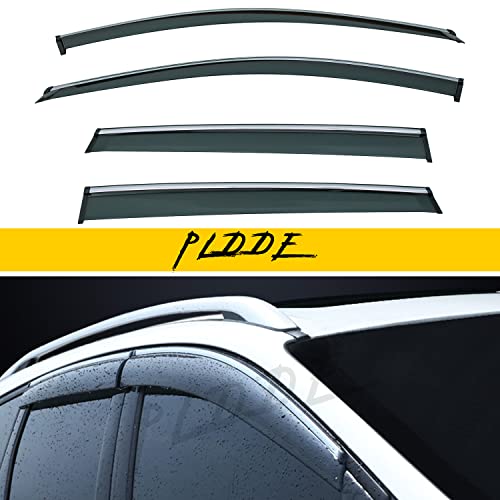 4pcs Window Visors Rain Guards Compatible with 2013-2019 Ford Escape | Chrome Trim Vent Visor Side Wind Deflector,Durable PC Smoke Tint Tape-On Outside Mount,rainproof sun protection - size: 13-19 Escape