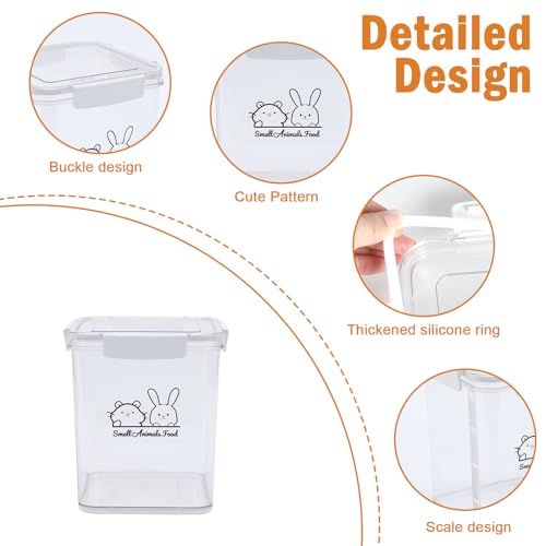 Small Animal Food Storage Box,Airtight Pet Food Storage Containers with Scoop,4.23 Qt Guinea Pig Food Container Storage Keep Fresh,Animal Food Containers for Hamster/Rabbit Dry Food Containers(Clear)