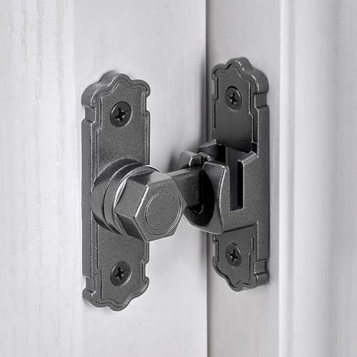 Grey Aluminum Alloy 90/180 Degree Gate Lock,Barn Door Latches | Flip Gate Latches,Right Angle Door Lock Latch,Sliding Door Latches,for bedroom,garage,window,pet enclosures,drawer,cabinet - color: Gray