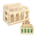 Rabbit Hay Feeder Wooden Hay Rack Guinea Pig Hay Holder Less Wasted Hanging Hay Feeder for Bunny Chinchillas Guinea Pig Small Animal Supplies