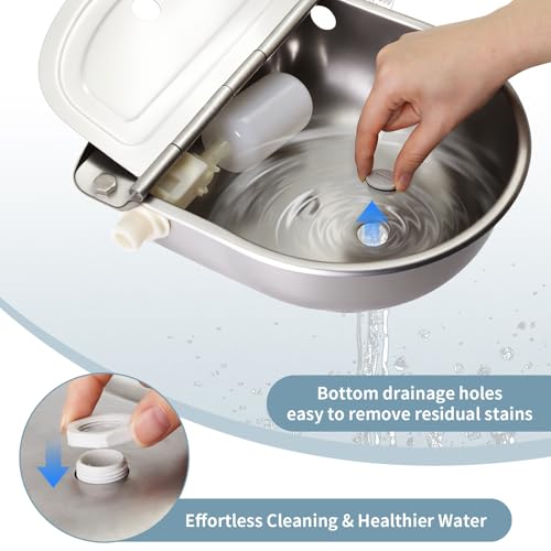 Automatic Water Bowl for Dog Large Size,Animal Drinking Water Bowl,Outdoor Dog Water Bowl,304 Stainless Steel Water Bowl with Float Valve, Drain Hole, Pipe,for Poultry and Livestock - size: 39in Pipe