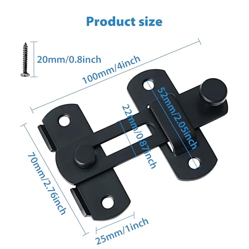 Alise 4 inch Black SUS304 Stainless Steel Gate Latches for Barn Door | Heavy Duty Gate Hardware ,Security Flip Latch,Anti-theft Latch,Safety Door Lock for Barn Wood Fence Sliding French Door - color: Matte Black, size: 4 Inch