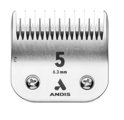 Andis 72640 UltraEdge Skip-Tooth Blade, Size 5, 1/4in Cut, Chrome | Rockwell 65 hardness, fits Andis, Conair, Oster & Wahl detachable clippers, terrier finishing - style: 5 Skip Tooth Blade (Pack of 1)