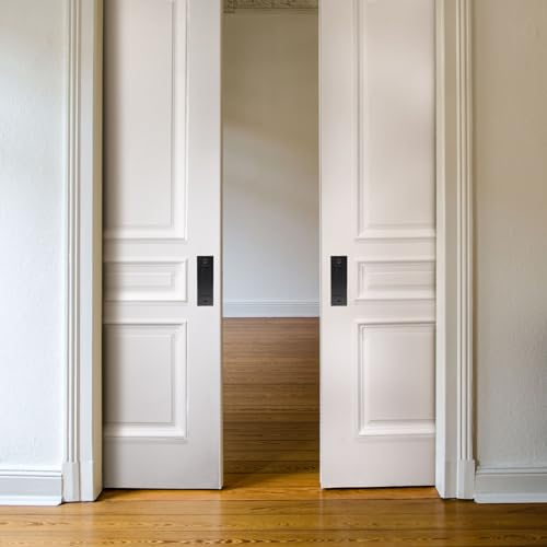 Finger Flush Pulls for Closet Pocket Sliding Barn Door Handle Set Pull Recessed Handle Rectangular Plate Matte Black Mounting Hardware Included (Black) (2''x 6'', Set, 1) - size: 2''x 6''