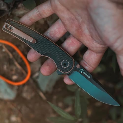 Ruck & River Savannah Folding Knife, Bohler K110 Steel, Button Lock EDC | Canvas Micarta Handle, Ambidextrous Pocket Clip, Camping Knife for Men, 3.25in Blade, Ball Bearing Pivot, Carry Case