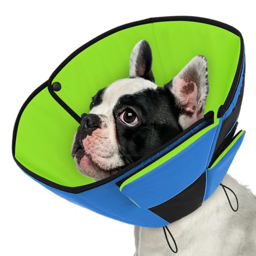 Dog Cones for Small Dogs, Soft Cone for Dogs After Surgery | Adjustable Comfy Cone for Dogs & Cats, Comfortable Pet Cone After Surgery for Wound Healing, Blue&Green S - color: Blue&Green, size: S