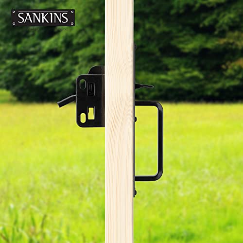 Thumb Gate Latch Hardware for Wooden Fences Heavy Duty, Self Locking Fence Latch Kit with Handle, Door Latch Gate Lock kit for Wooden/Vinyl Fence, Outdoor Metal Gate, Black Finish