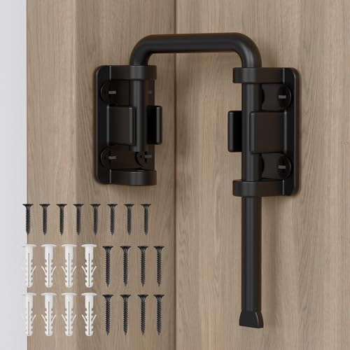 Sliding Door Loop Lock, 2-3/8 Inch Door Latch Lock, Black,1PC | Patio Sliding Door Latch, 7mm Solid Stainless Steel, Door Lock for Barn, Screen, Fence, Garden, Shed, Multi Angle Fit - color: Black-1PC