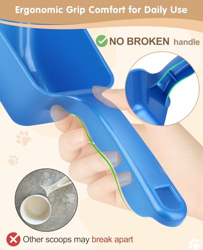 2-Pack Dog Food Scoop 1 Cup, Plastic Pet Food Measuring Scoop With Measuring Lines (1/2 & 1 Cup Markings) for Dogs, Cats, Fish, Bird（Blue) - color: Blue