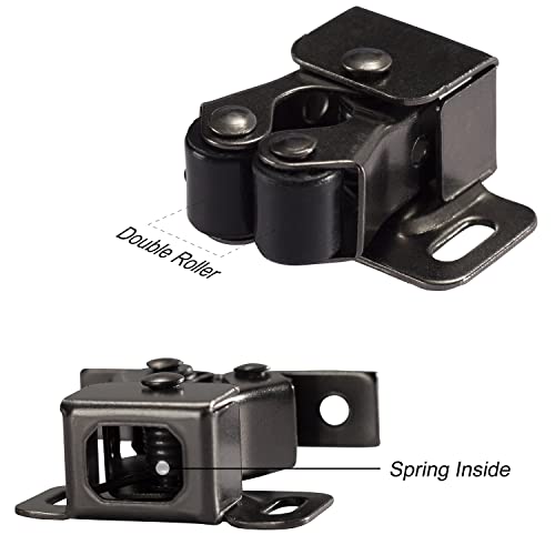 Keenkee Cabinet Latch Double Roller Catch, Black Nickel, 4 PCS | Hardware for Cupboard Closet Kitchen, Cabinet Door Latches and Catches - color: BlackNickel 4ps