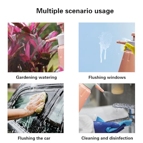 Garden Pump Sprayer, 68 oz/0.5 Gallon Hand Held Pressure Sprayer with Safety Valve ＆ Adjustable Nozzle, Large Capacity Bottle Water Weed Flower Plant Lawn Home Washing Spray 2L(Salmon Pink)