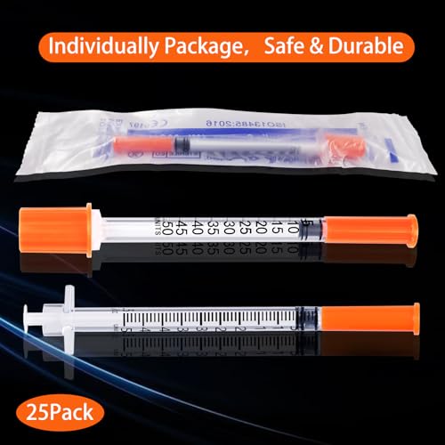 0.5ml Syringe 30G 5/16 Inch, Lab Supplies Individually Wrapped 25 Pack - size: 0.5ml-30G-5/16", style: 25 Pack