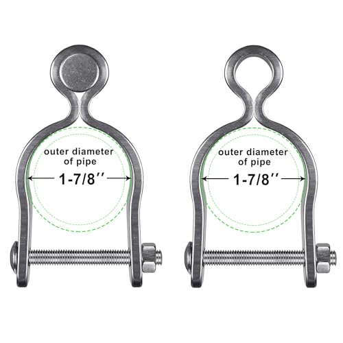 Insaga 2 Pack 1-7/8" Heavy Duty Chain Link Fence Gate Hinges, 304 Stainless Steel T-Post & Pipe Gate Hinge Kit with Frame and Post Brackets, Bolts & Nuts Included for Farm, Cattle, and Chain Link Gate - color: Light Weight, size: 1-7/8''-2Pack