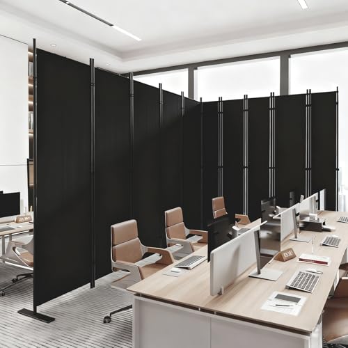 C-Hopetree 10 Panels Room Divider, 6 Ft Tall Indoor Folding Privacy Screen, Portable Partition Separator, Freestanding Separation Temporary Wall for Office, Bedroom, 197" W X 71" H, Black - size: 10-Panel