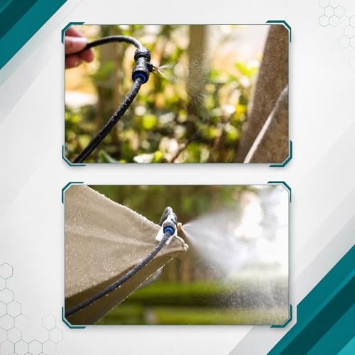 UNCO- Misting System, 26 FT, 7 Brass Mist Nozzles, 3/4" Brass Adapter, Misters for Outside Patio, Misting System for Patio, Garden, Greenhouse, Trampoline, Porch