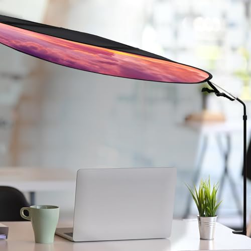 1 Pack Large Adjustable Office Cubicle and Desk Shade,51'' Portable Cubicle Light Shade with Clamp Foldable Rotatable Canopy Blocks Light or Disturbance for Working Accessories (Sunset) - style: Sunset