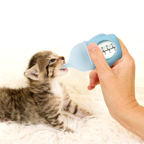 Ergonomic Pet Nursing Bottle,Puppy Bottles for Nursing Puppy Milk - 20ml Slow Flow Kitten Bottle Feeding kit for Newborn Kittens/Puppies/Small Animals, Easy-Clean Silicone Feeder (‌Blue‌) - color: ‌Carolina Blue‌