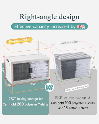 OlarHike 97QT Storage Bins with Lids for Closet, Garage, Shelves, 3 Pack | Multi-Lid, Lockable Cabinet, Large, Doors & Wheels, School, Office, Foldable Container, Stackable Organizers, Plastic Drawers - size: 97QT-White