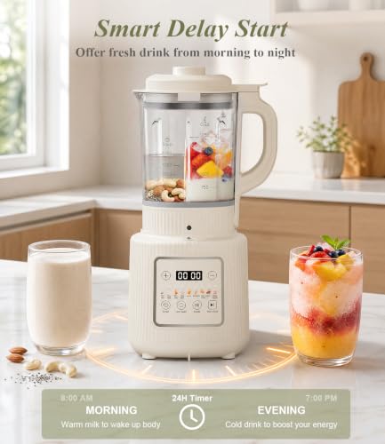 Nut Milk Maker Machine, 59oz Soy Milk Machine with Detachable Design, 9 in 1 Homemade Soy, Almond, Oat, Plant Based Milk, Juice, Milkshake and Smoothie Maker, 24H Delay Start, Auto Clean