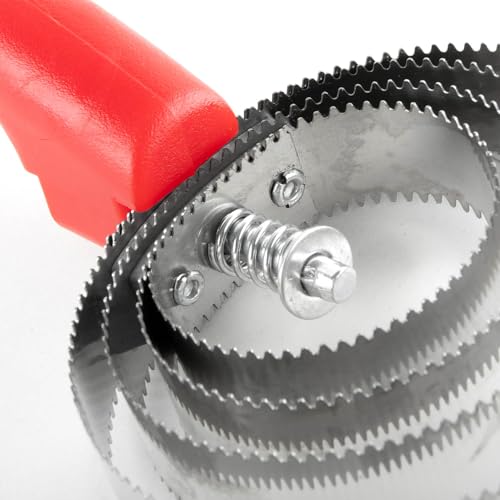 Jeffers Equine Reversible Shedding Curry Comb for Horses, Dual Stainless Steel Spring Teeth, 2-Sided Grooming Brush, Spring Action Rotating Head, Deep Cleaning Coat Grooming, Plastic Grip Handle, Red - color: Red