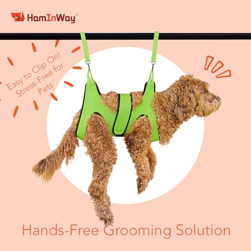 Haminway Pet Grooming Hammock – Large Dog Grooming Sling for Nail Trimming, Bathing & Ear/Eye Care – Green - color: Green