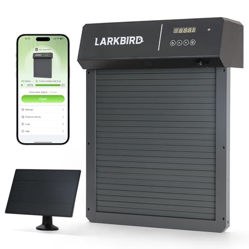 LARKBIRD Automatic Chicken Coop Door with Audio Recall Function, Gray | Solar & Battery Powered, Timer & Light Sensor, Bluetooth App Control, Anti-Pinch System - color: Gray