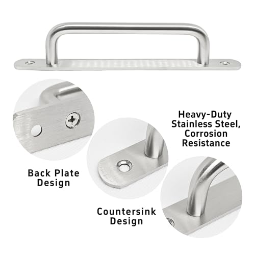 2PCS 7.55” Stainless Steel Barn Door Pulls, Brushed Silver Sliding Door Handles for Cupboard Cabinet Wardrobe Drawer Shed - size: 7.55inch