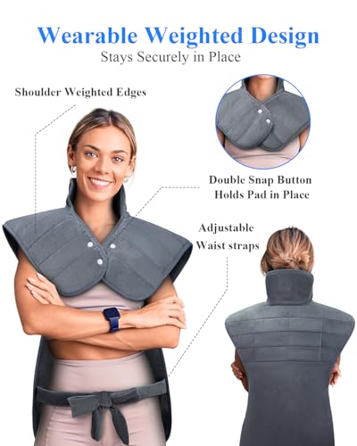 Heating Pad for Neck Shoulders and Back, 2.7lb Weighted Electric Heat Pad 6 Heat Levels 4 Auto Timers, 22"x37" Large Heated Pad for Full Body Relax, ETL Certified, Birthday Gifts for Women Men Mom Dad