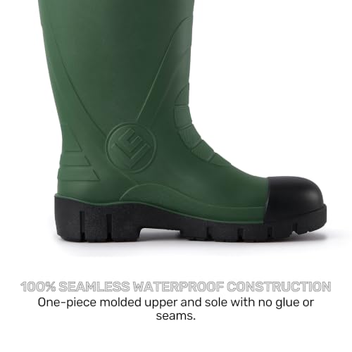 Men's Steel Toe Rain Boots, Waterproof Knee High Work Boots | Slip & oil resistant outsole for construction, farm and industrial work. - color: Green, size: 7