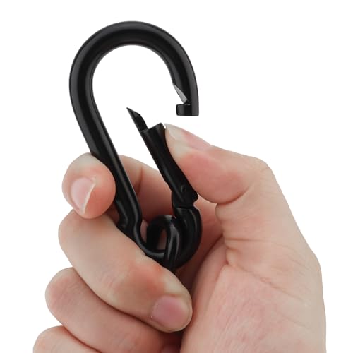 20 inch Gate Chain Lock with Both-Ended M8 Carabiners,Chain Dia 5 mm,Black | 304 Stainless steel, for outdoor fence gates,pet cages, easy to lock/unlock, extra security, for gate that wouldn’t stay shut - size: 20" x 13/64"