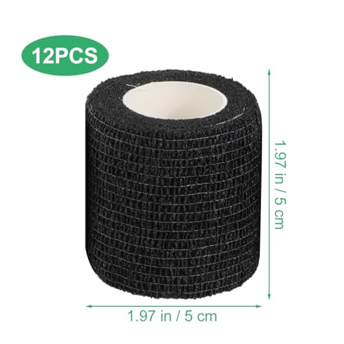 BESPORTBLE 12 Rolls Self Adhesive Elastic Bandages Wrap - Breathable Non-Woven Cohesive Bandage - 2 Inch Athletic Tape for Sports, Wrist, Ankle, Tattoo Grip Tape, Vet Wrap for Pets - Black White - color: Black White